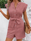 Liora Striped Notched Tie Waist Romper — product view 13