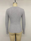 Women's grey ribbed long-sleeve top