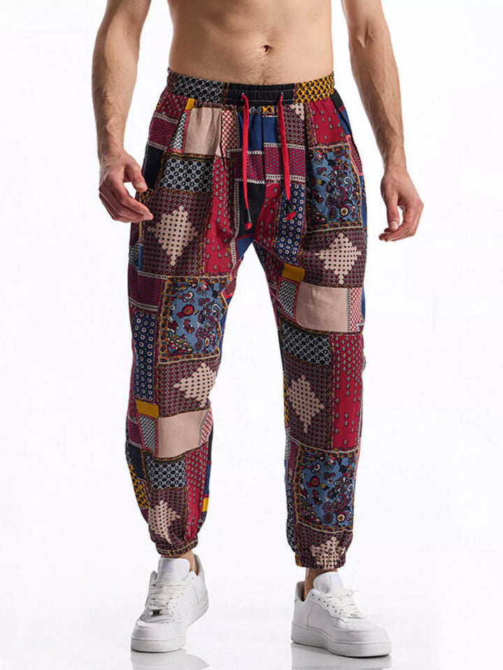 Mosaic Drawstring Statement Trousers for men