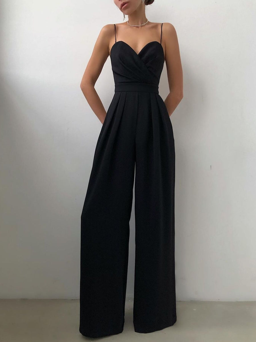 Full-Size Sweetheart-Neck Wide-Leg Jumpsuit