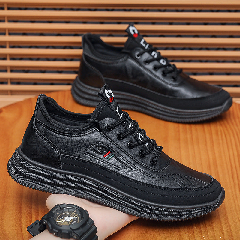 Men's Casual Sports Sneakers – Stylish PU Leather Round Toe Shoes