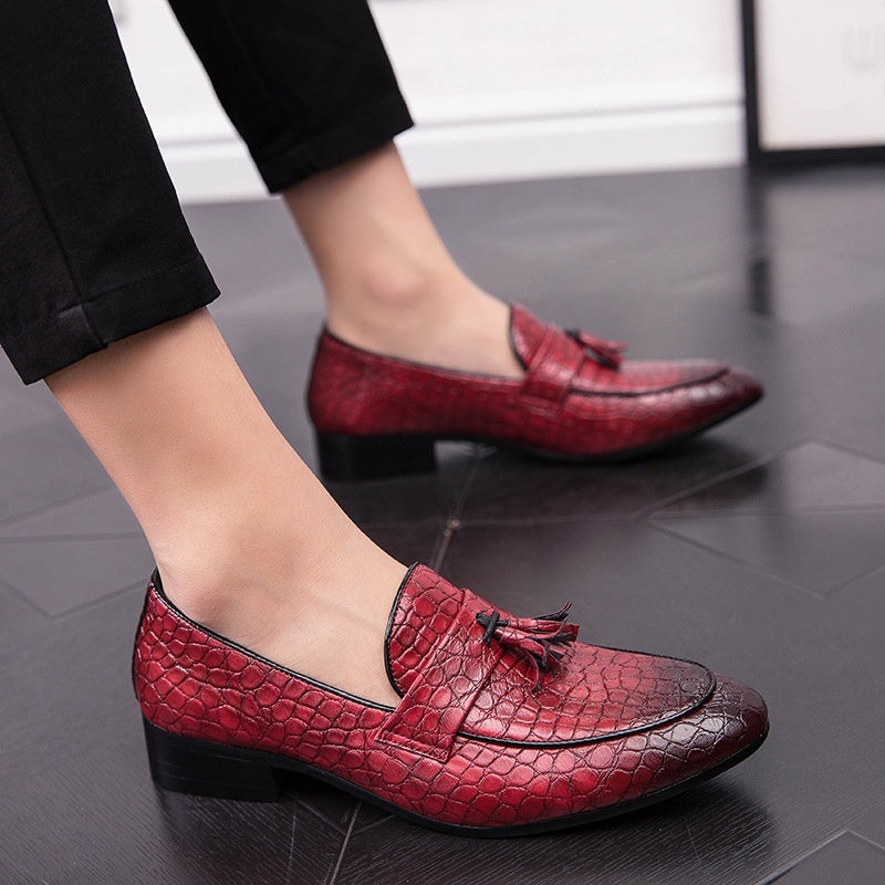 Men's Pointed-Toe Tassel Dress Shoes | Lace-Up Synthetic Leather Oxfords