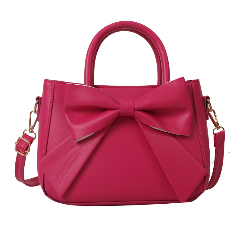 Retro Bow Square Crossbody Handbag - PU Leather Small Shoulder Bag for Women