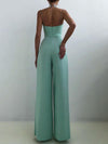 Full-size sweetheart-neck spaghetti-strap wide-leg jumpsuit