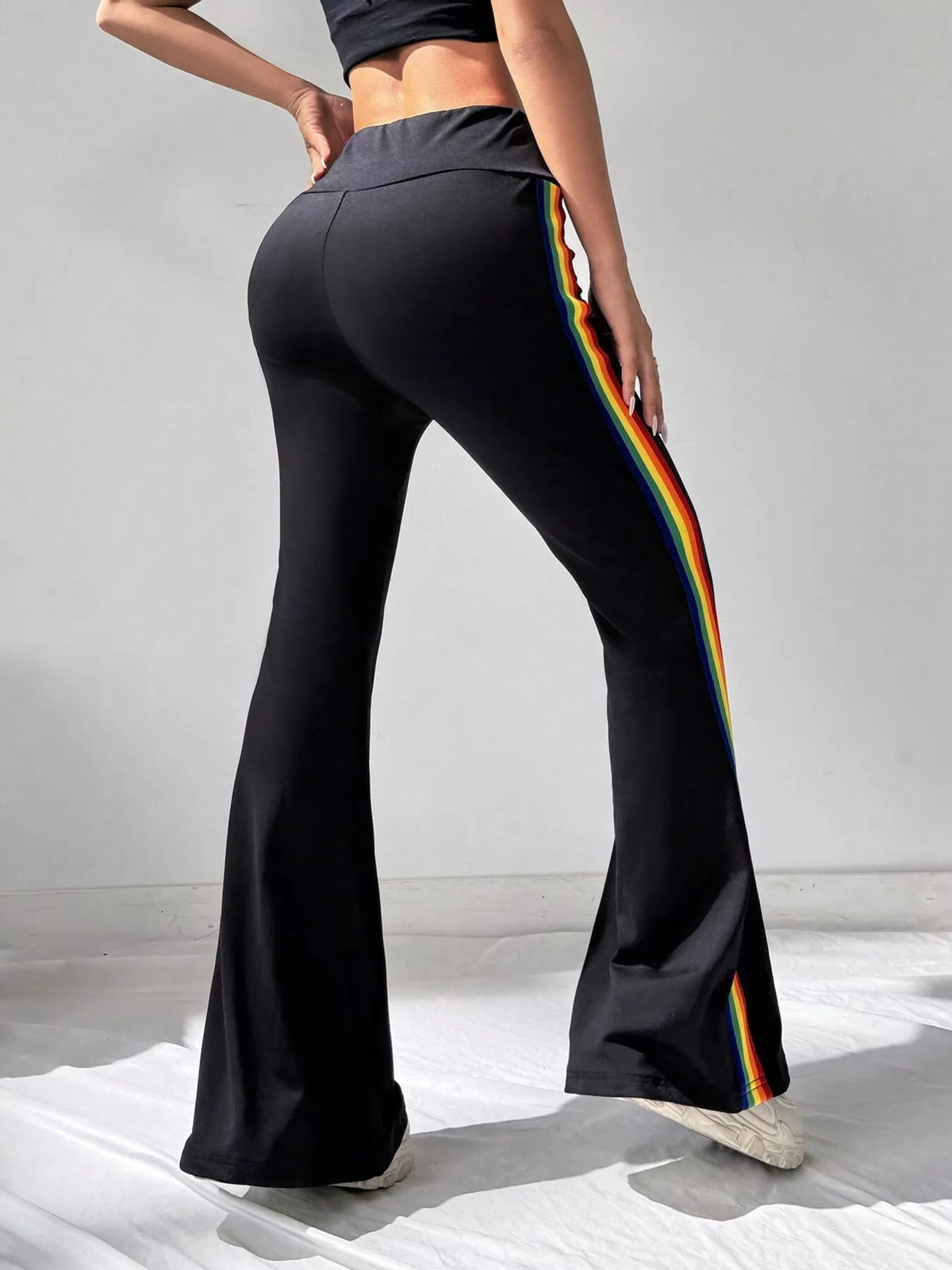 High-Waisted Side-Stripe Flare Active Pants