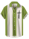 Men's Crossline striped cross button-up shirt in Olive
