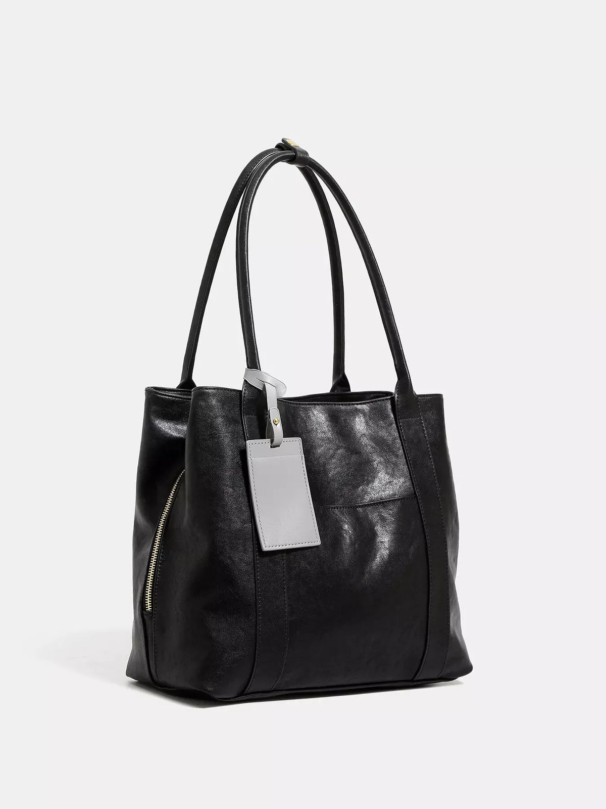 Black Faux Leather Tote Bag — photo 2