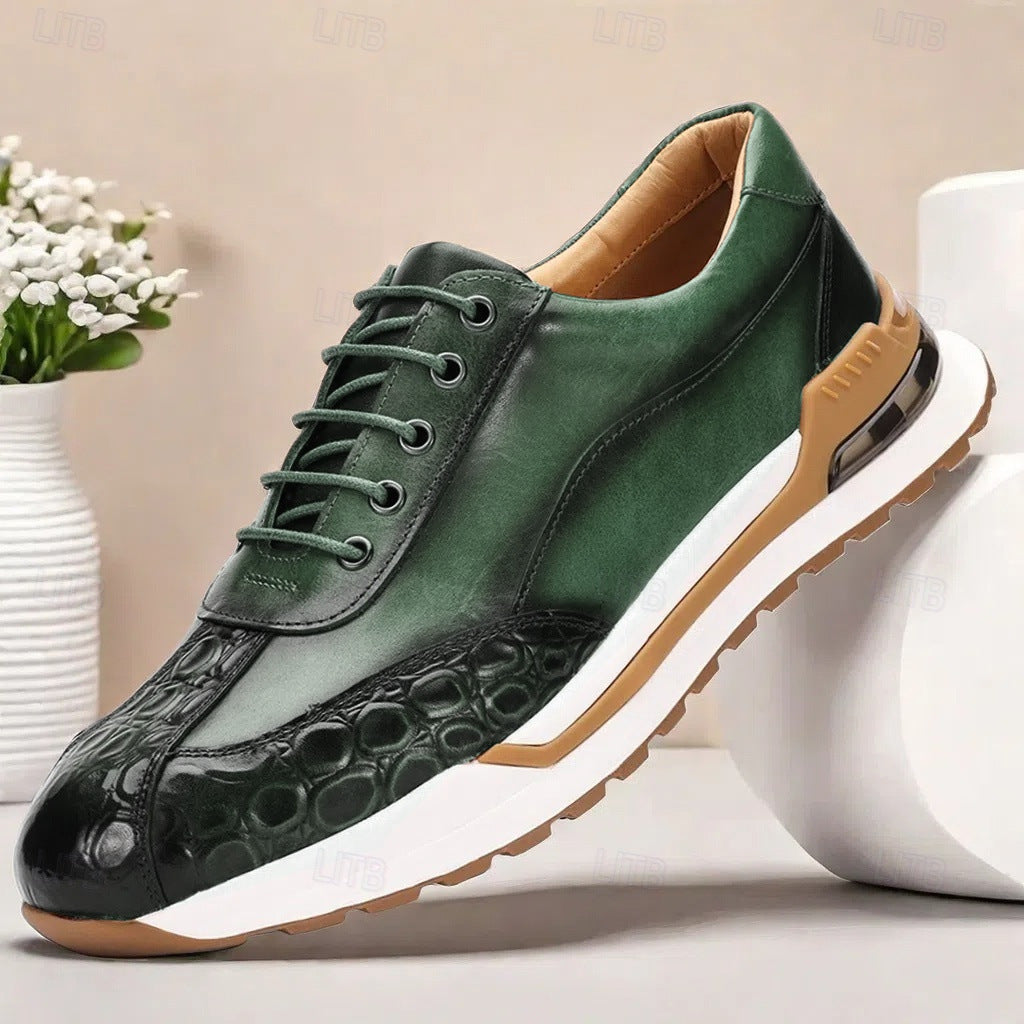 Men's Premium Full-Grain Cowhide Leather Dress Shoes - Round Toe Lace-Up Oxford Shoes