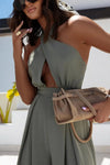 Backless crisscross wide-leg jumpsuit for women