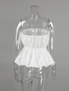 White ruched strapless tube top