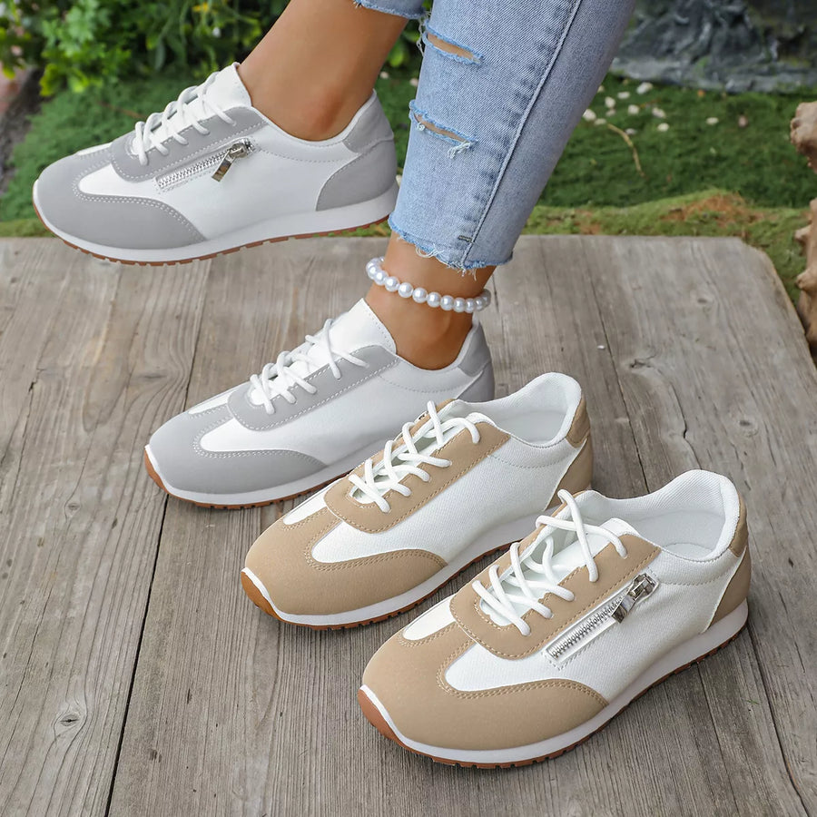 Round-Toe Lace-Up Sneakers