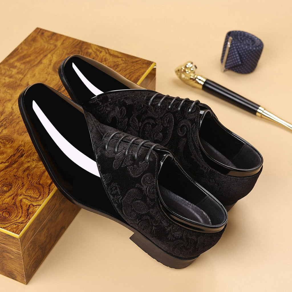 Men's Shiny Pointed-Toe Business Leather Shoes - Premium PU Leather Square Toe Dress Shoes