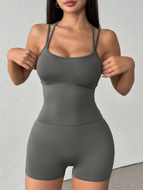 Another view: Double Spaghetti Strap Active Romper