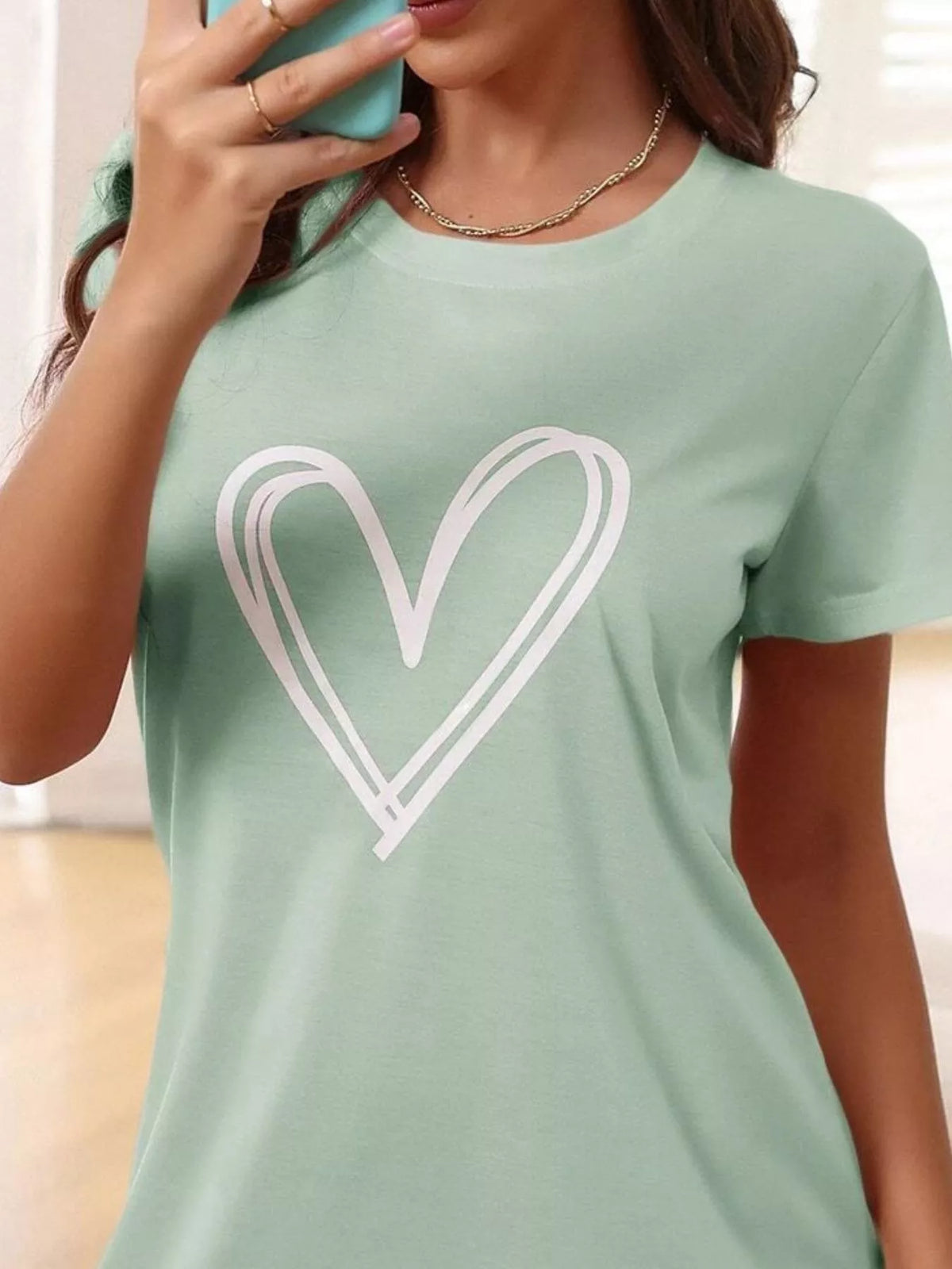 Women's Heart-Print Short-Sleeve Lounge Nightgown