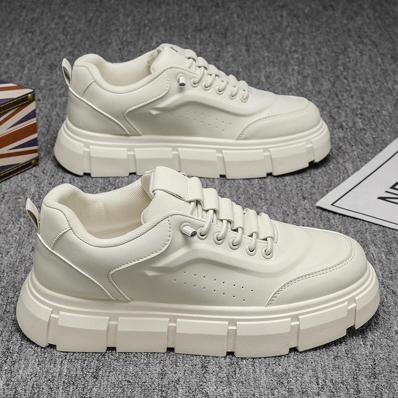 Men's Stylish Microfiber Leather Chunky Sole Casual Sneakers | Lace-Up Low-Top Height Lift Shoes