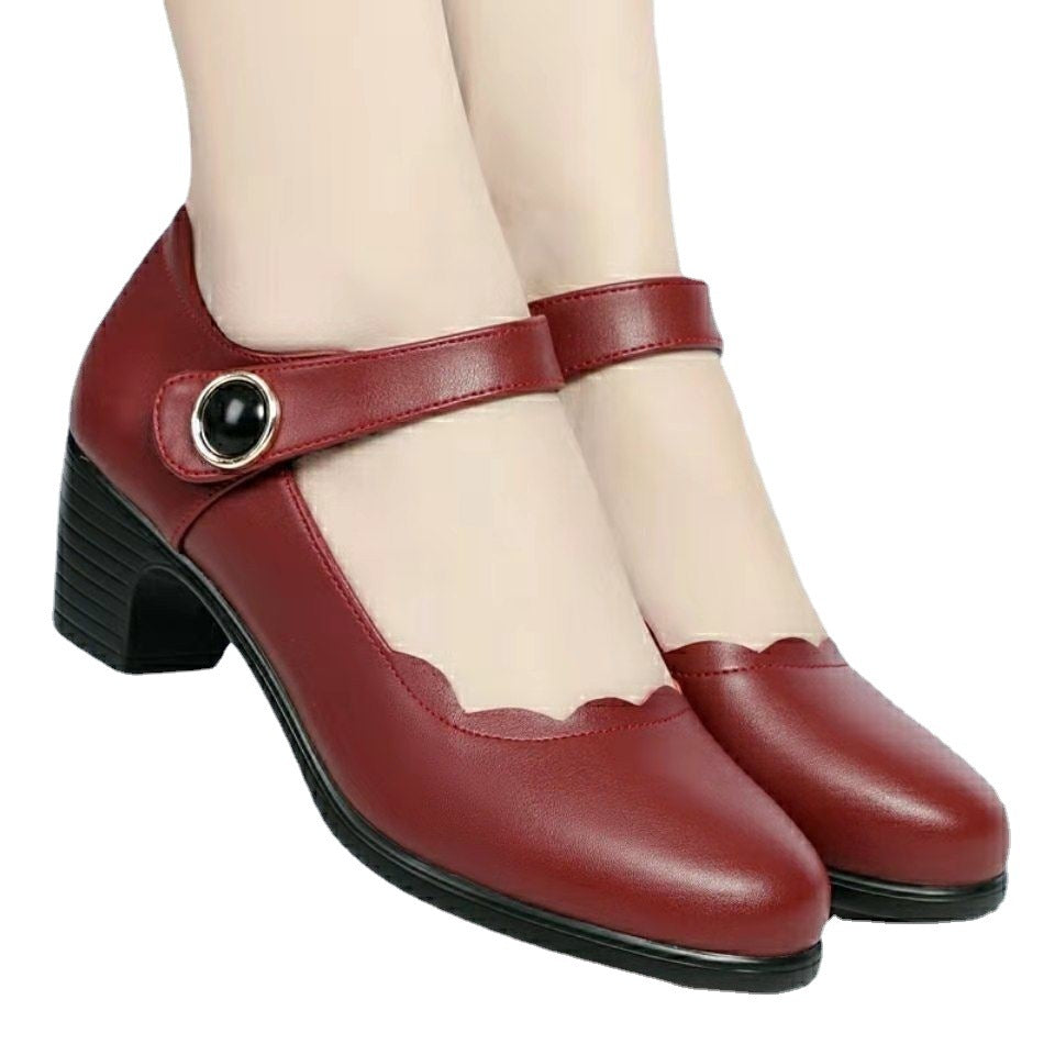 Chunky Heel Slip-On Shoes