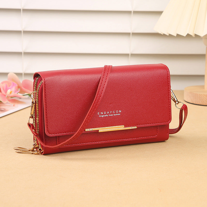 Diamond-Encrusted PU Leather Crossbody Bag