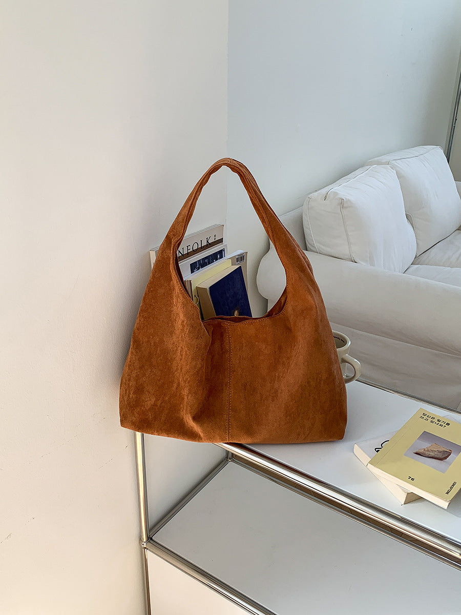 Women's Retro Suede Velvet Dumpling Shoulder Bag | Patchwork Crossbody Handbag