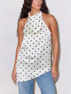 Women's polka-dot draped halter top