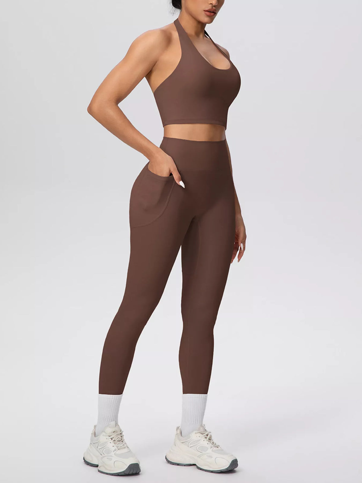 Halter Crop Top & High-Waisted Leggings Set