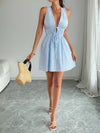 Thea Striped Pom-Pom Trim Tie Front Sleeveless Mini Dress — product view 6