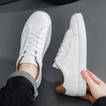 Men's Low-Top Patchwork Sneakers - Casual Lace-Up Athletic Shoes with Flat Heel