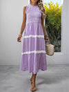 Thea Smocked Striped Lace Trim Sleeveless Midi Dress — product view 5