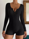 Women's ribbed knit long-sleeve romper