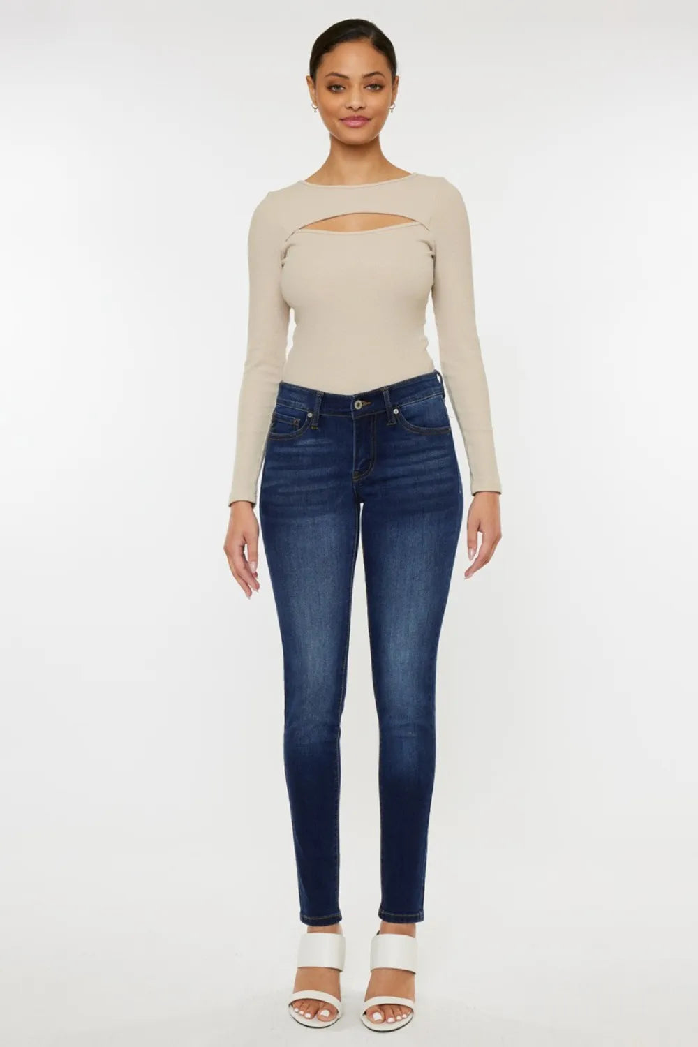 Kancan Mid Rise Gradient Wash Skinny Jeans