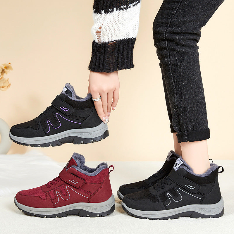 Women's Cotton Snow Boots With Velcro Closure | Winter Boots for Snowy Terrain