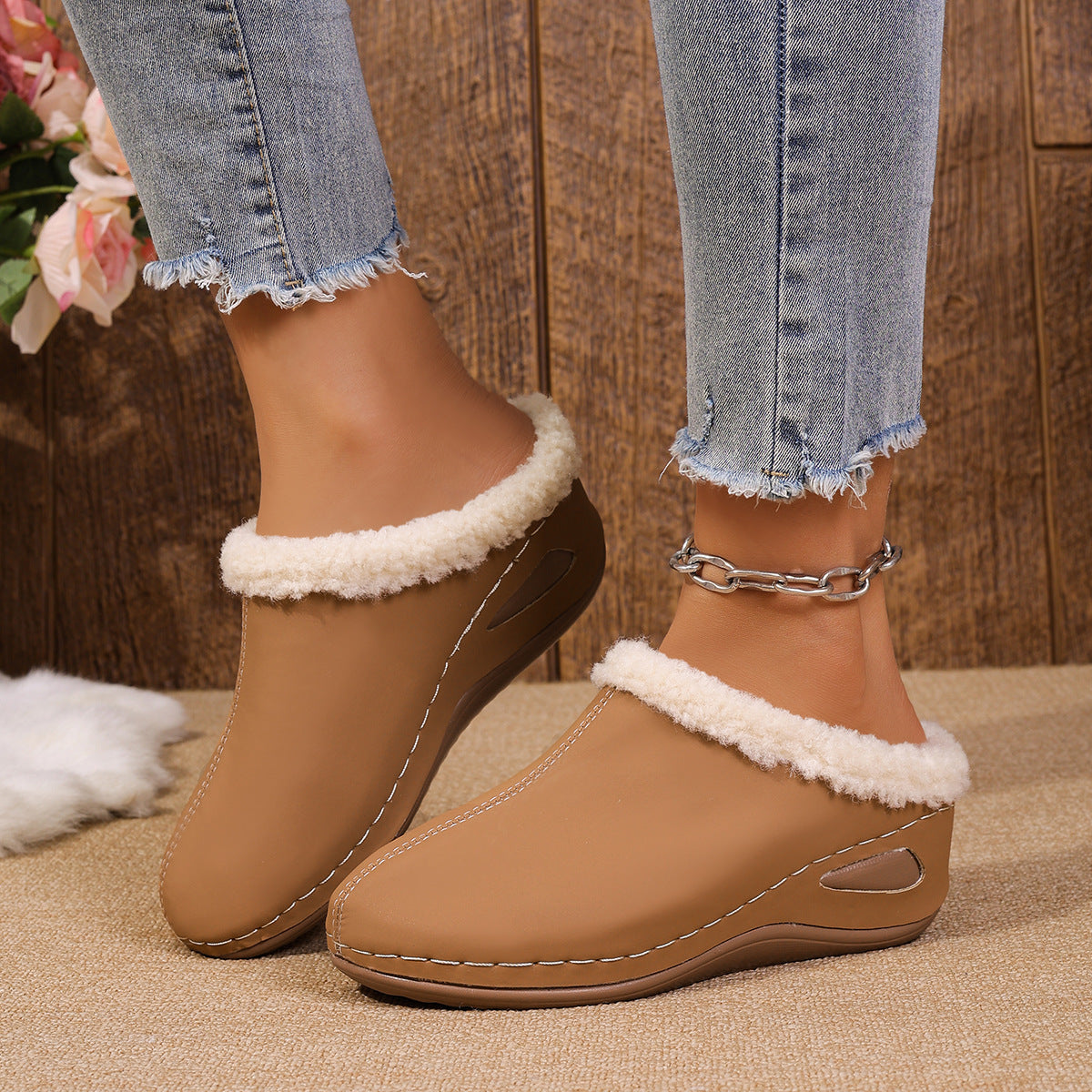 Plush Wedge Sandals