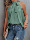 Spotted-print tie-neck halter cami top