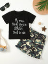 Meadow Days Letter Graphic T-Shirt and Camouflage Shorts Set — product view 1