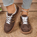 Women's Leopard Print Lace-Up Casual Shoes - Round Toe Color Block Sneakers