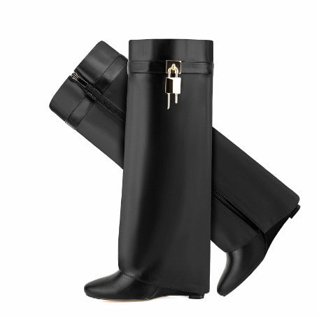 Women's High-Heel Pointed Toe Side Zipper Boots | Wedge Heel Ankle Boots