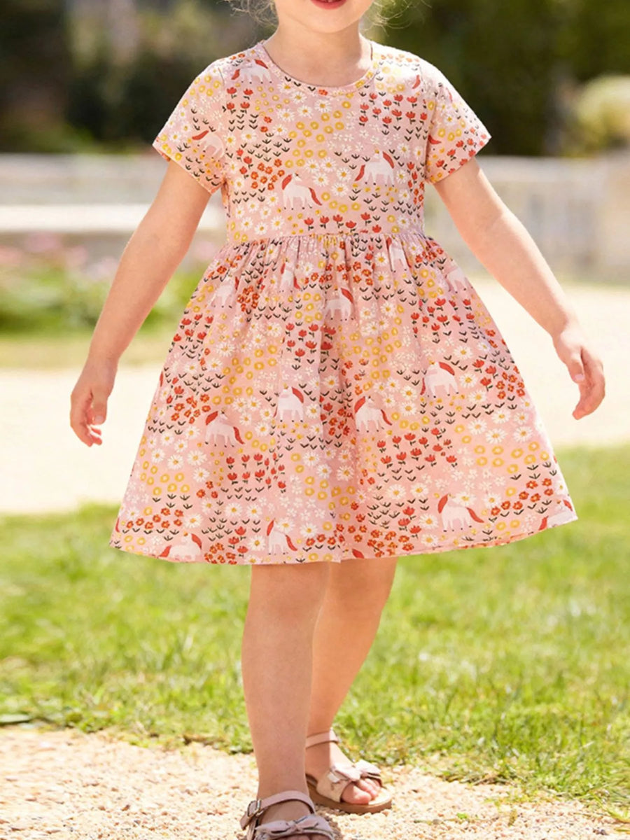Floral Pocket Cotton Dress — Pale Blush