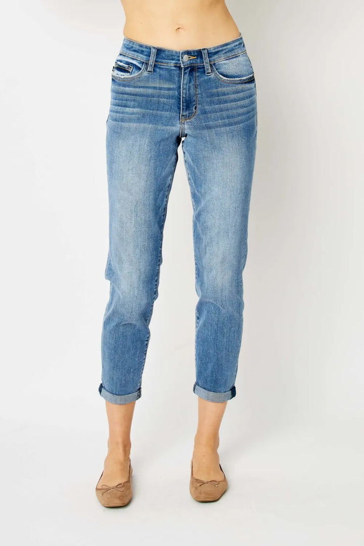 Judy Blue Sawyer Cuffed Hem Slim Jeans — product view 1