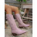Women's Chunky Heel Boots – Hollow-Out High-Top Boots in Multiple Colors