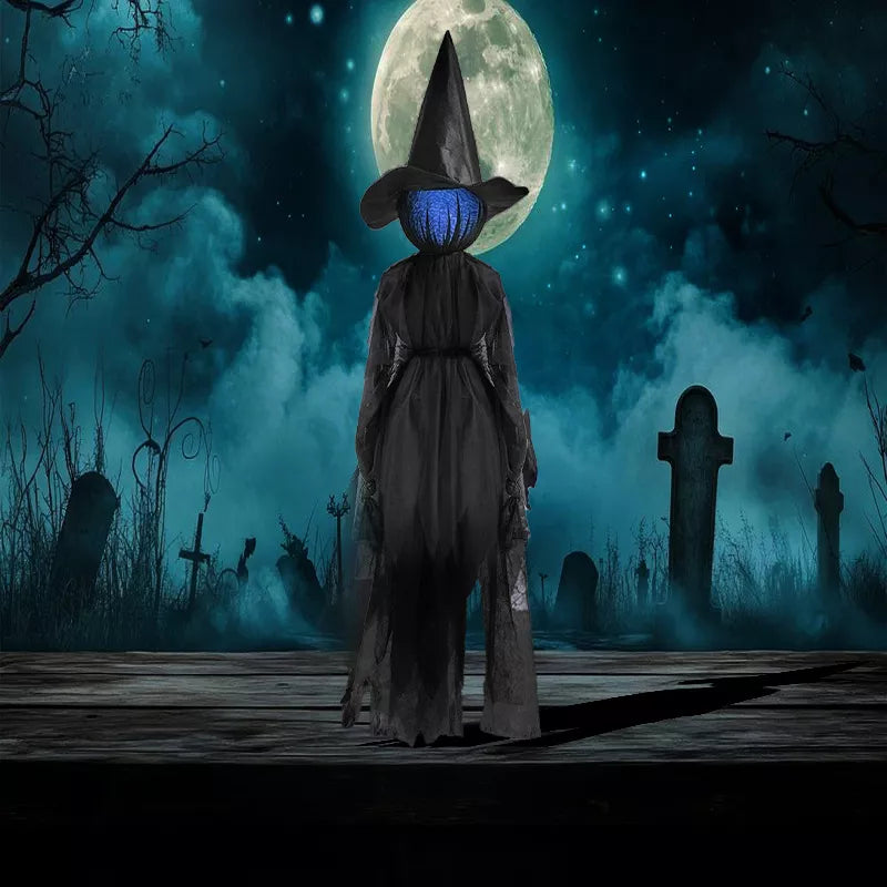Glowing-Head Halloween Witch Decoration