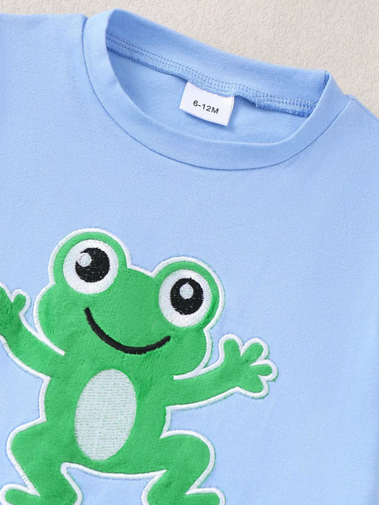 Another view: Frog T-Shirt & Plaid Shorts Set — Blue