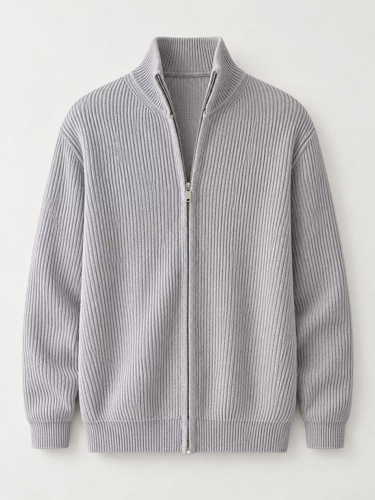 Men's Ribbed Zip-Up Knit Cardigan — photo 21