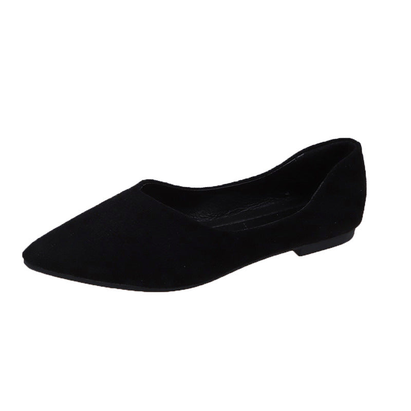Women's Pointed-Toe Suede Flats | Plus Size Low-Top Shoes | Breathable Slip-On