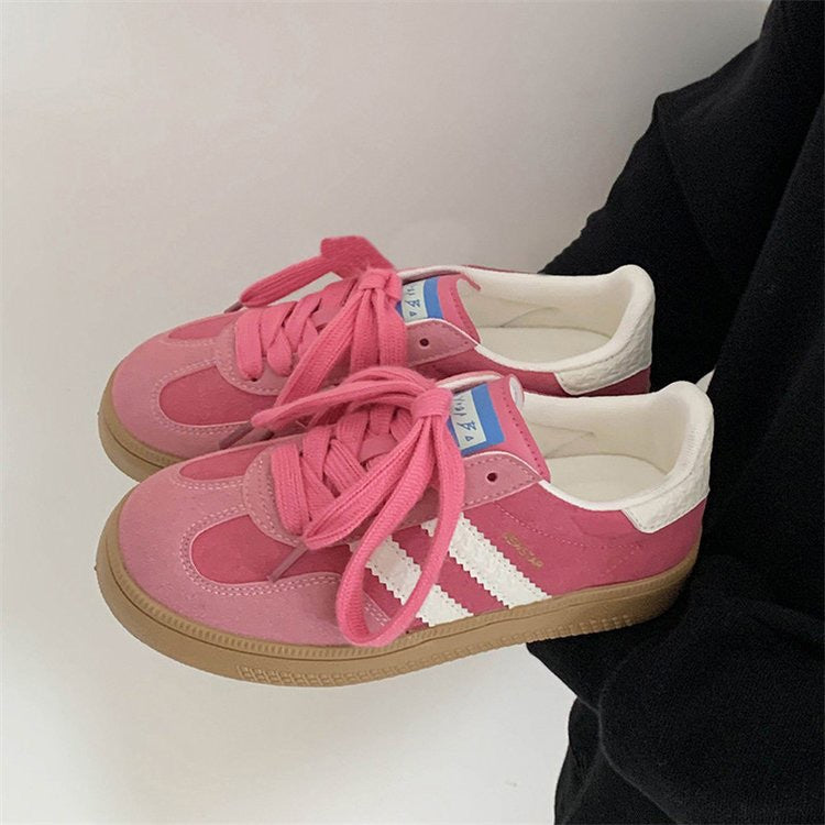 Women's Retro White Sneakers - Casual Sports Shoes with Thick Sole