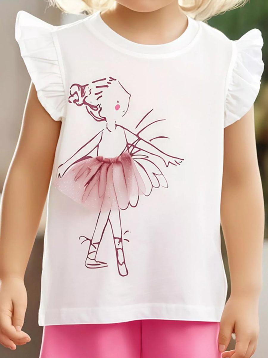 Little Orbit Ballerina Ruffle Sleeve T-Shirt
