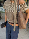 Dahlia Striped One-Shoulder T-Shirt — product view 2