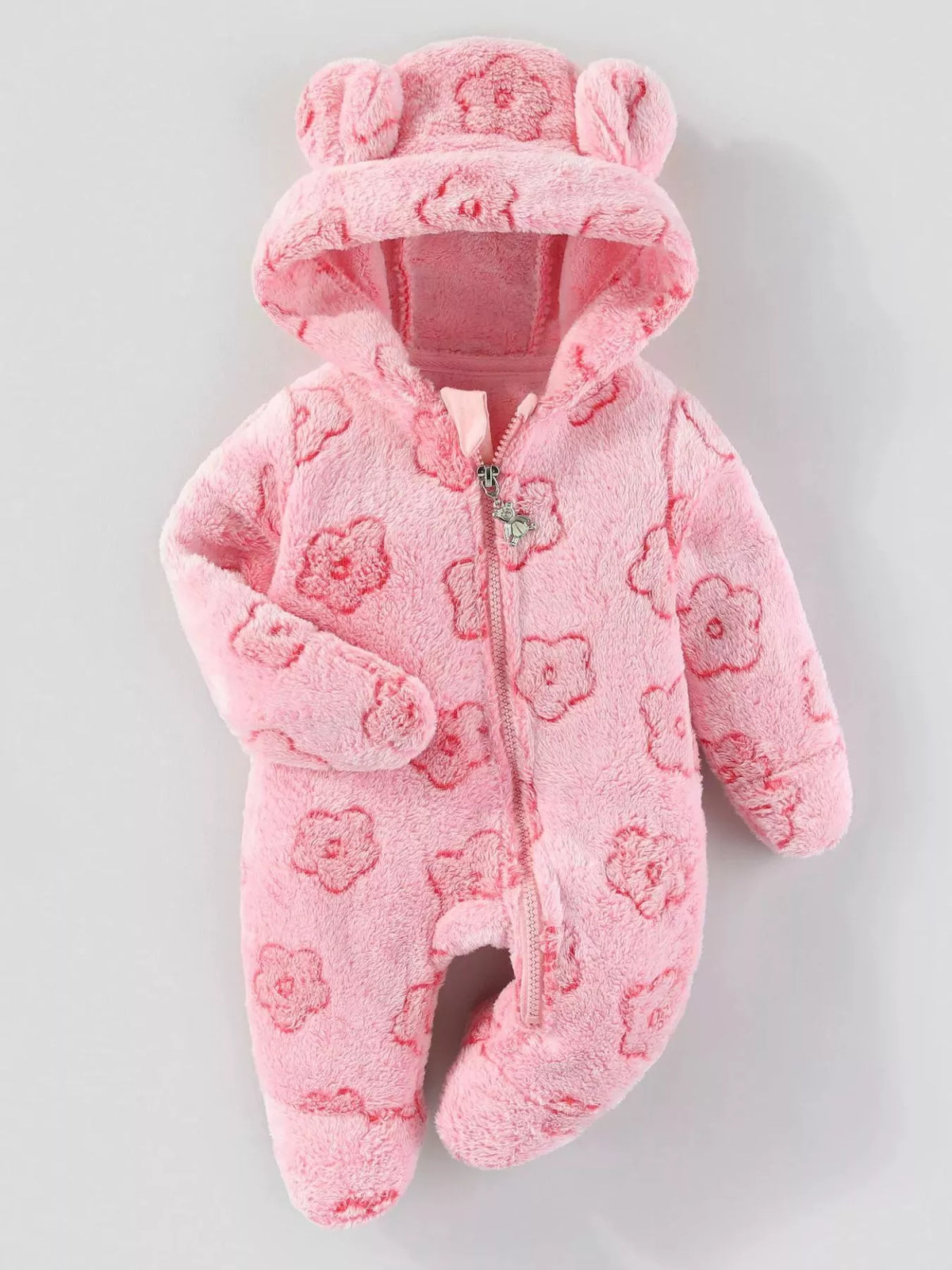 Plush Hooded Baby One-Piece