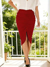 Ruched midi skirt in sizes 0XL to 3XL