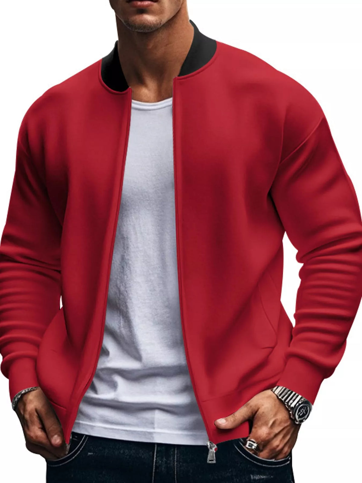 Men's Classic-Fit Zip-Up Bomber Jacket with Pockets — photo 33