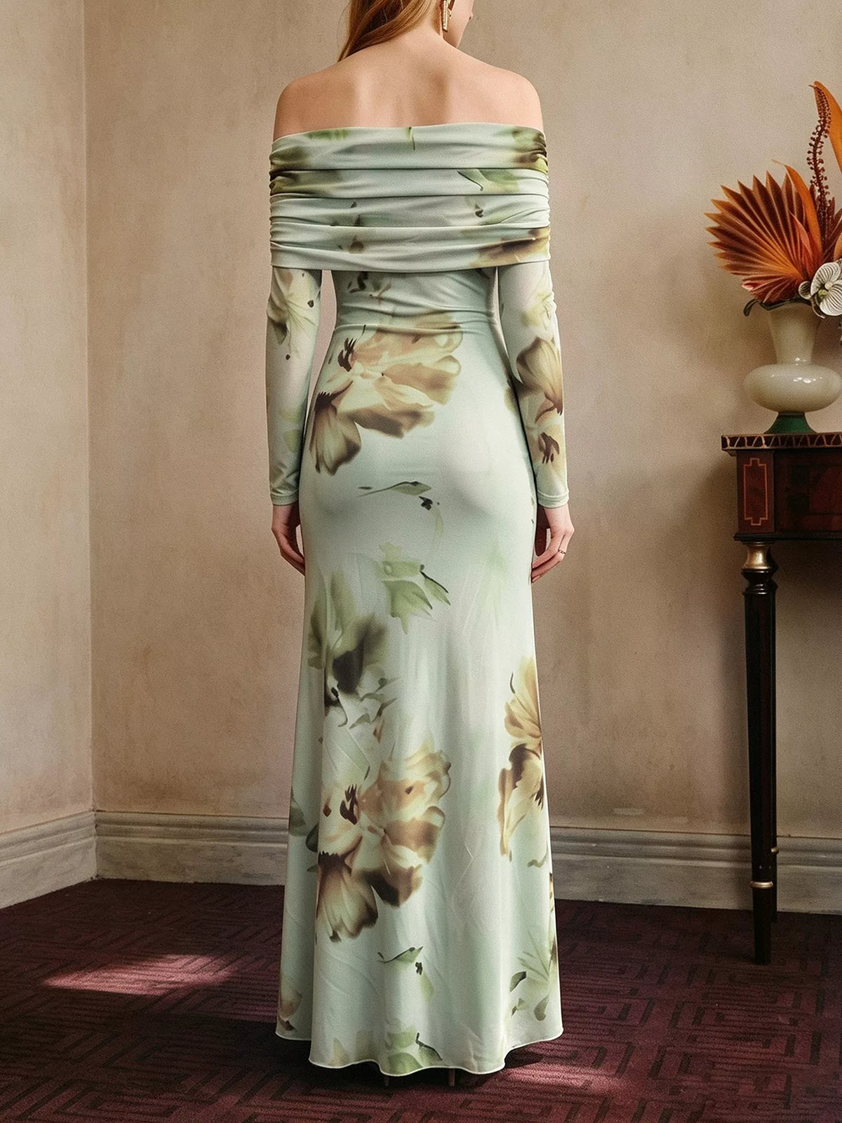 Floral Off-Shoulder Ruffle Maxi Dress