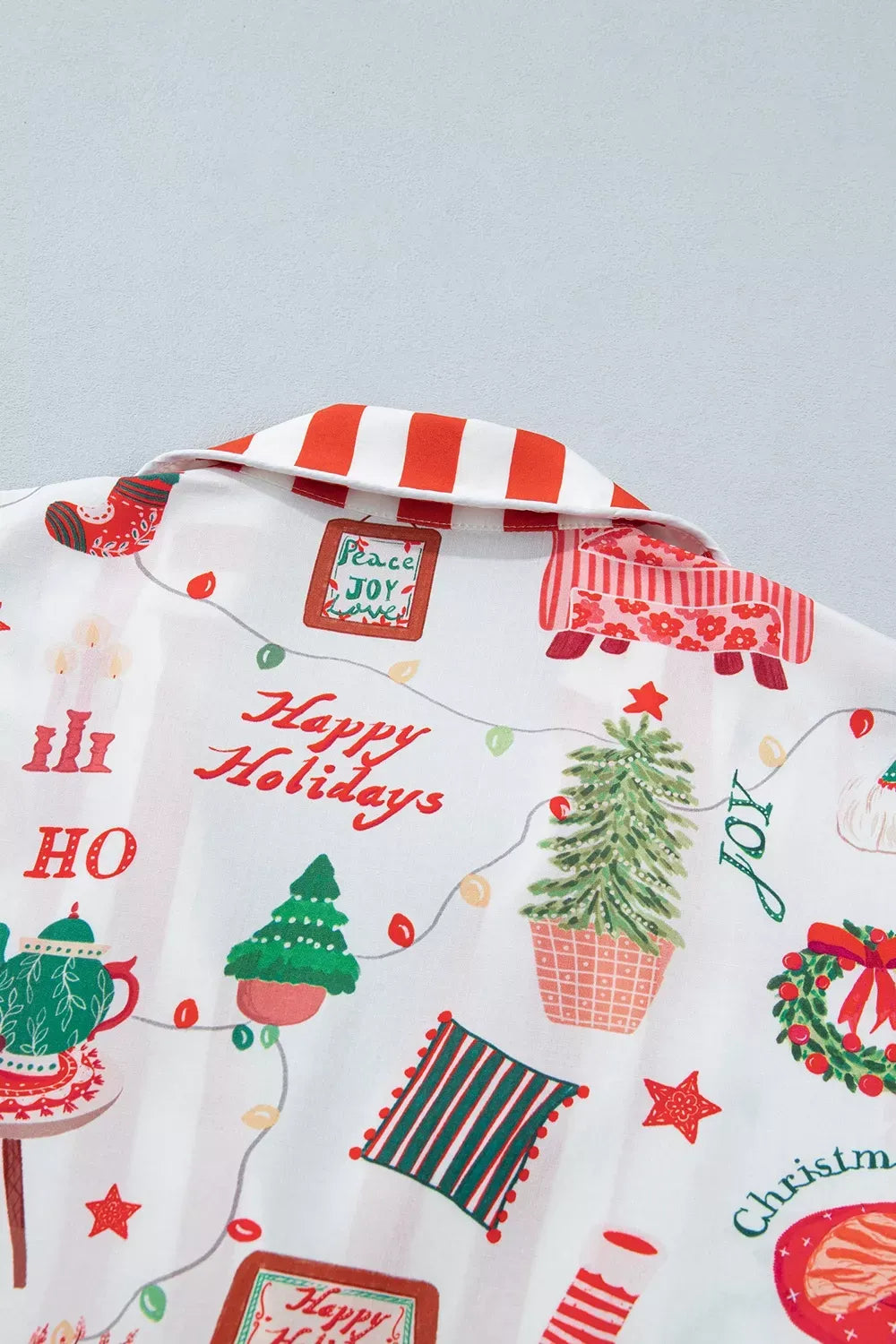 Women's Striped Holiday Button-Up Lounge Set — photo 12
